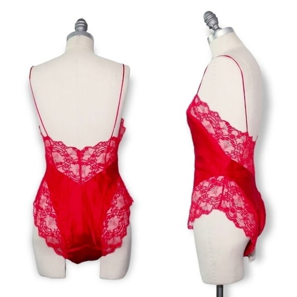 ADAGIO by Patricia Fieldwalker Vintage 80s Silk Lace Linegrie Teddy Bodysuit M - Picture 4 of 16